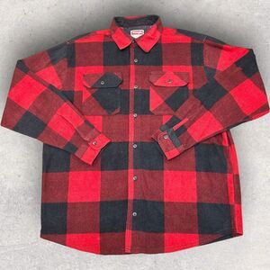 Wrangler Large Button Down Flannel Buffalo Plaid Red &‎ Black Soft